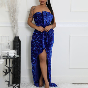 Vestido <span class=keywords><strong>de</strong></span> Noche Elegante C8651 <span class=keywords><strong>de</strong></span> Alta Calidad para <span class=keywords><strong>Mujer</strong></span>, Sin Tirantes, Espalda Descubierta, Sin Mangas, Ajustado, con Lentejuelas, Largo, para Fiesta o Graduación - Product Image 4