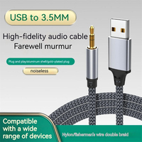 3,5 mm mannelijke AUX USB 2.0 audiokabel met gevlochten afscherming en koperen geleider voor laptop en desktop geluidskaart