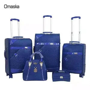 OMASKA-bolsos de viaje de piel sintética para mujer, bolsa de equipaje azul, conjunto de 4 ruedas, Maleta China, 3 uds.