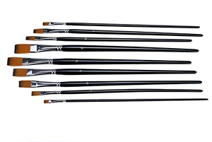 Pinceaux d'artiste professionnels, manche en bois noir, différentes tailles, forme plate, pinceaux de <span class=keywords><strong>peinture</strong></span> pour aquarelle, huile, <span class=keywords><strong>acrylique</strong></span> - Product Image 5