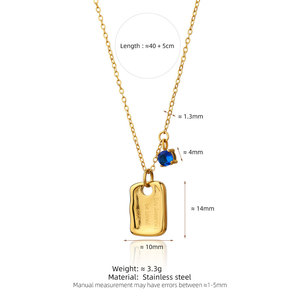 Collar de Joyería con Colgante de Zirconia en Forma de Pepita, Chapado en Oro de 18k, Acero Inoxidable 316L, Resistente al Agua y al Deslustre, con Logotipo Personalizado, para Mujer - Product Image 6