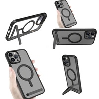 Casing Magnetik Tipis Anti Benturan dengan Penyangga untuk iPhone 11 12 13 14 15 16 Pro Max 17 Air Plus, Penutup Ponsel dengan Holder