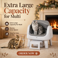 Pour AS12, litière pour chat ronde automatique intelligente bicolore blanc-gris, écologique, grande capacité, contrôle des odeurs, facile à nettoyer