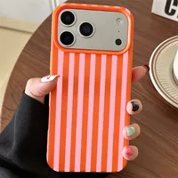 Coque de téléphone minimaliste INS colorée à rayures pour couple, compatible avec iPhone 18 17 16 15 Pro Max 16E 14 13 12 11 XS X XR 8 Plus