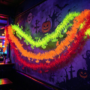 Nouvelle Arrivée Guirlande Néon Macaron Halloween Fantôme & Crâne <span class=keywords><strong>Ruban</strong></span> Décoratif Suspendu Ornements Fluorescents Décorations de Fête Thème Fluorescent - Product Image 1