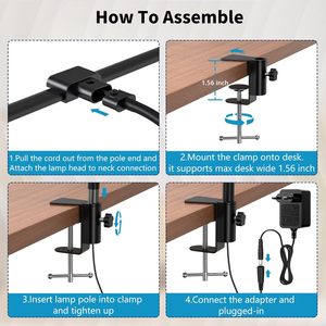 <strong>LED</strong> Desk <strong>Lamp</strong> with Clamp,Architect Desk Lights for Home Office,Eye-Caring Desktop Office <strong>Lamp</strong> 4-Brightness 4-Color Table <strong>Lamp</strong> - Product Image 5