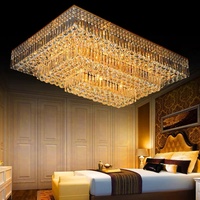 Plafonnier en cristal rectangulaire moderne doré, design moderne, éclairage d'intérieur, luminaire décoratif de plafond, idéal pour un hôtel, une entrée ou un Restaurant