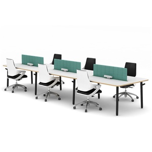 Chaises et tables de bureau pour 4 personnes, mobilier de bureau moderne, poste de travail avec cloison de séparation pour cadres - Product Image 6
