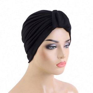 Vente en gros d'accessoires de mode pour cheveux avec logo personnalisé, turbans de couleur unie en POLYESTER SPANDEX, grand nœud, foulard musulman pour femmes, toutes saisons - Product Image 6
