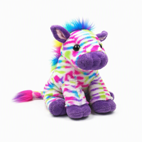 Peluche Zèbre Tie-Dye Arc-en-Ciel 18cm, Animal en Peluche Coloré, Poupée Zèbre Assise, Peluche Douce pour Cadeau Enfant