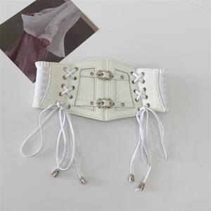 Ceinture élastique pour femme, style rétro européen et américain, en dentelle noire, en polyester/coton, fine, décontractée, cintrée, unie, tissée, pour les fêtes - Product Image 5