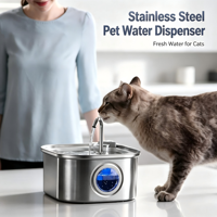 Fontaine à eau pour animaux de compagnie en acier inoxydable de 1,8 L, circulation automatique, filtration, distributeur d'eau pour chat et chien, design en forme de boîte à lunch