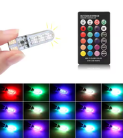 Silicone 12V Voiture RGB LED Ampoule T10 W5W 194 168 5050 6SMD 2pcs avec Télécommande Signal Lecture Wedge Licence Ampoule Lampe