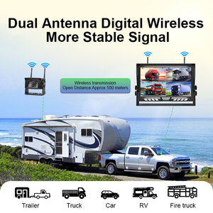 מצלמה אחורית מכונית אלחוטית גיבוי מצלמה 9 אינץ '<span class=keywords><strong>hd720p</strong></span> 4ch מבט אחורי צג ערכת גיבוי אלחוטי מצלמה בלילה פנים עמיד למים - Product Image 5