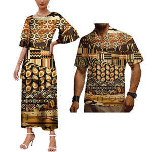 เสื้อผ้าเข้าคู่ของ<span class=keywords><strong>เขา</strong></span>และเธอชุดสองชิ้นและขนาดใหญ่ของผู้ชายเสื้อโพลินีเซียนฮาวายพิมพ์ลายดอกไม้ชุดคู่ - Product Image 6