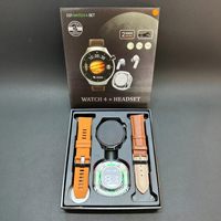 Montre connectée portable à double bracelet, écran IPS de 1,52 pouce, montre connectée sportive avec écouteurs Bluetooth TWS, montre ronde