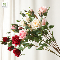 Vente chaude 6 Têtes Artificielle Soie Rose Fleur Pièce Maîtresse Fleur Pour La Maison Festival Décoration Fête De Mariage