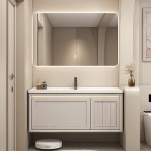 Paint bathroom cabinet combination ceramic integrated basin wash basin cabinet combination smart square <b>mirror</b> - Product Image 1