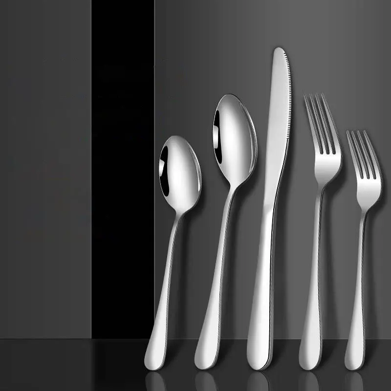 Stainless Steel Kitchen Multi-Size Tableware Fork Cutlery Soup Dessert Spoon Cake Knife Set For Dinner