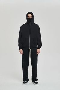 Sweat à capuche zippé surdimensionné en tricot d'hiver, sans cordon de serrage, en polyester et coton, avec impression numérique personnalisée de strass - Product Image 6