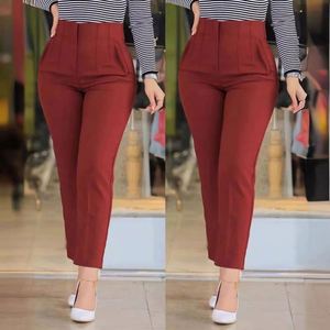 I-0660 Women Solid Formal Eco-Friendly Waterproof <b>Boot</b> Cut High Waist Loose Fit Full Length <b>Trousers</b> New Lady Spring - Product Image 4