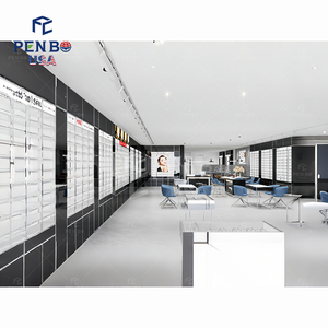 Vitrine d'exposition optique personnalisée élégante en noir et blanc simple, présentoirs à lunettes, aménagement intérieur pour magasin d'optique - Product Image 5