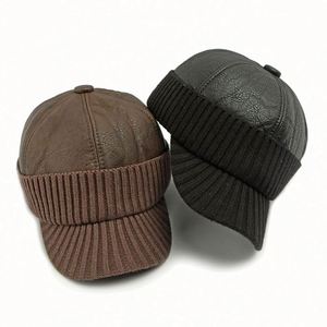 Casquette de baseball pour hommes d'âge moyen et âgés, protection des oreilles, polaire chaude, casquettes de sport épaisses en cuir PU pour l'automne et l'hiver - Product Image 2