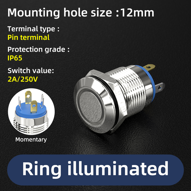 Tête LED annulaire 12 mm| Momentané