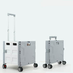 Chariot de rangement de voyage en plastique dur pour le camping avec roue de défilement valise à bagages pliable avec couvercle et tige de traction - Product Image 2