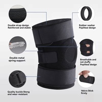 Genouillère fine grande taille en gros avec 6 ressorts, sangles réglables, fermeture auto-agrippante, protection de la rotule à compression pour la randonnée