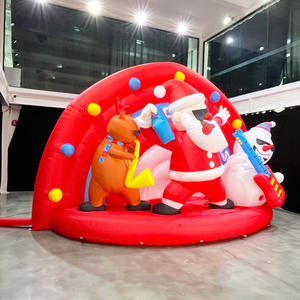 Escenario Inflable con un Genial Papá Noel Tocando la <span class=keywords><strong>Guitarra</strong></span>, Muñeco de Nieve y Reno Musical, Espectáculo Navideño - Product Image 5