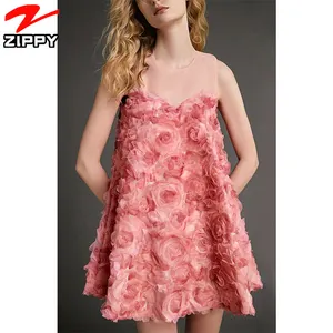 Vestido feminino sem mangas com estampa floral, mini vestido solto elegante sem mangas gola redonda corte em linha a justo para festa à noite 2022