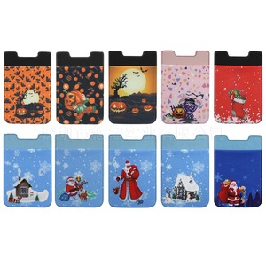 Pegatinas personalizadas para la parte trasera del teléfono y soportes para tarjetas navideños, pegatinas para teléfono de tela Lycra con patrón de transferencia térmica, regalo promocional - Product Image 5