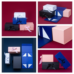 Luxury Black Ribbon Foldable Magnetic Paper Packaging <b>Box</b> Wholesale Custom Gift <b>Box</b> for Clothing Footwear Cosmetics - Product Image 5