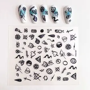 Nuevo diseño 5d Nail Manicures Calcomanías 3D Art Punk Nail Art Sticker para uñas