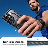 Coque Tongate Magnétique Armor Design pour S25 Ultra en TPU+PC avec Anneau de Charge Sans Fil et Protection d'Écran Anti-Espion