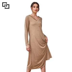 ชุดราตรีลูกไม้สำหรับผู้หญิงชุดนอนผู้หญิงทำจากไม้ไผ่แบบติดกระดุมชุดเดรสสำหรับคุณแม่ออกแบบได้ตามต้องการ - Product Image 3