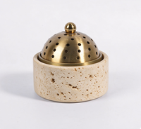 Brûleur d'oud arabe de luxe en marbre naturel sculpté à la main avec motif islamique, élégant accessoire de décoration pour la maison, porte-bakhoor haut de gamme