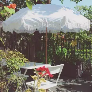 Ovida Tuin Patio Parasol Met Kwastjes Buiten Groot Formaat Strandparasol