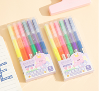 Ensemble de marqueurs surligneurs d'art à encre jumbo en plastique, 10 couleurs, motif mini patte de chat mignon, 6 pièces, 0,7 cm