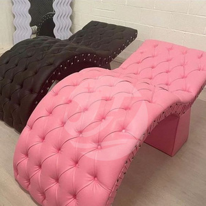 Cama de Belleza Moderna y Lujosa con Cubierta de Terciopelo Rosa, Topper de Espuma Viscoelástica para Cama de Pestañas, Cama Curva para Tratamientos de Pestañas - Product Image 2