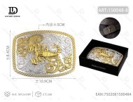 Fibbia per Cintura Grande in Argento e Oro, 5.0cm, Rotonda e Quadrata, Design Placcato - Product Image 1