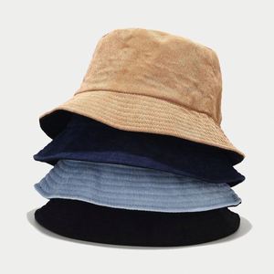 Sombrero de Pescador de Pana de Poliéster/Algodón, Versátil, de Color Sólido, para Otoño e Invierno, Informal, para Viajes, Resistente al Viento y al Sol, Superventas - Product Image 1