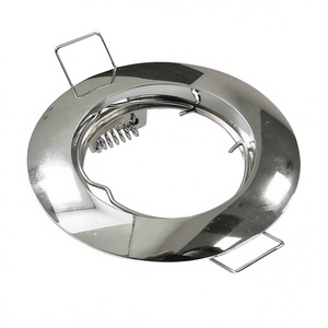 Gu10 Recessed Spotlight Holder 80mm Silver Metal <b>Ring</b> With Spring <b>Clip</b> For Ceiling Installation - Product Image 3