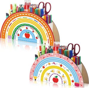 Portapenne in Legno a Forma di Arcobaleno |   Organizzatore per Oggetti Artistici da Scrivania |   Regalo di apprezzamento per insegnanti e decorazione da scrivania per forniture scolastiche - Product Image 3