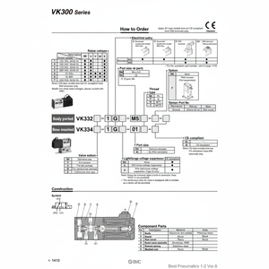 Válvula de control de válvula solenoide neumática SMC, válvula de control de VK332-5GS-M5 - Product Image 1