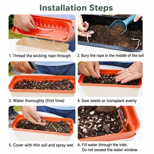 Jardinière rectangulaire auto-arrosante en plastique durable avec fenêtre de niveau d'eau visible pour plantes succulentes, balcon et légumes - Product Image 5