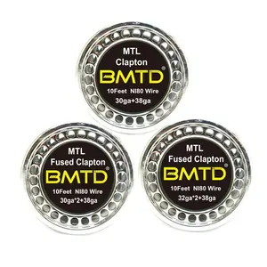 BMTD Venta caliente MTL Fused Clapton Wires 32GA * 2 + 38GA Ni80 bobinas prefabricadas Cable de resistencia 10 pies