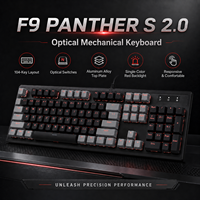 Clavier ergonomique F9 à 104 touches avec interrupteurs optiques, capuchons de touches bicolores, rétroéclairage rouge unique, plaque en alliage et fonction anti-ghosting pour joueurs PC
