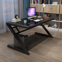 Table d'angle en verre lisse de haute qualité en gros mesa gamer table d'ordinateur de jeu en forme de Z bureau de jeu pc